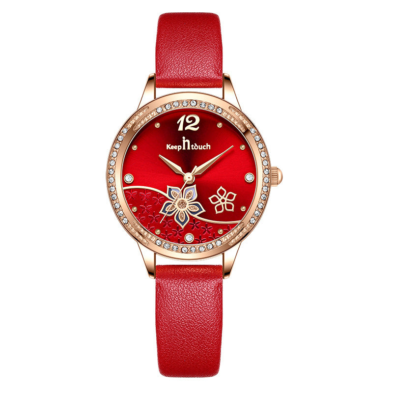 Women’s Flower Dial Waterproof Quartz Watch | Simple | Trendy | Fashion