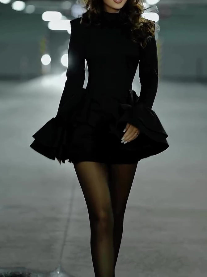 Women’s Bell Sleeve Mini Dress | Black | Elegant | Chic