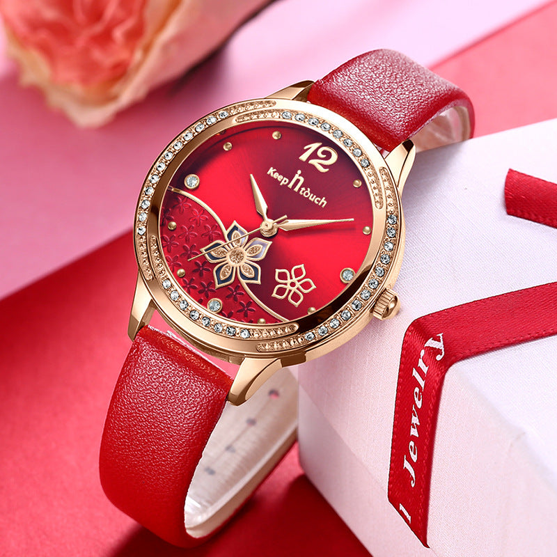 Women’s Flower Dial Waterproof Quartz Watch | Simple | Trendy | Fashion