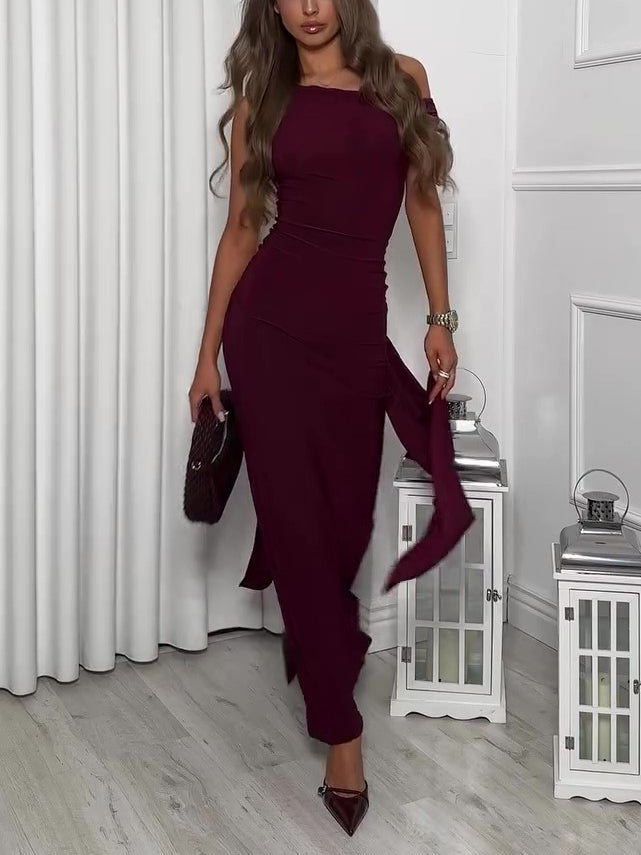 Women’s Backless Strappy Maxi Dress | Burgundy | Elegant | Party