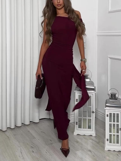 Women’s Backless Strappy Maxi Dress | Burgundy | Elegant | Party