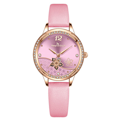 Women’s Flower Dial Waterproof Quartz Watch | Simple | Trendy | Fashion