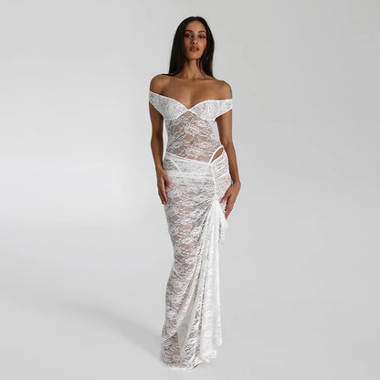 Women’s Sleeveless Backless Lace Maxi Dress | Pleated | Elegant | Party