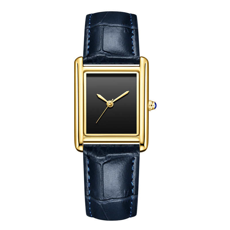 Women’s Square Quartz Watch | Leather Strap | Casual | Waterproof