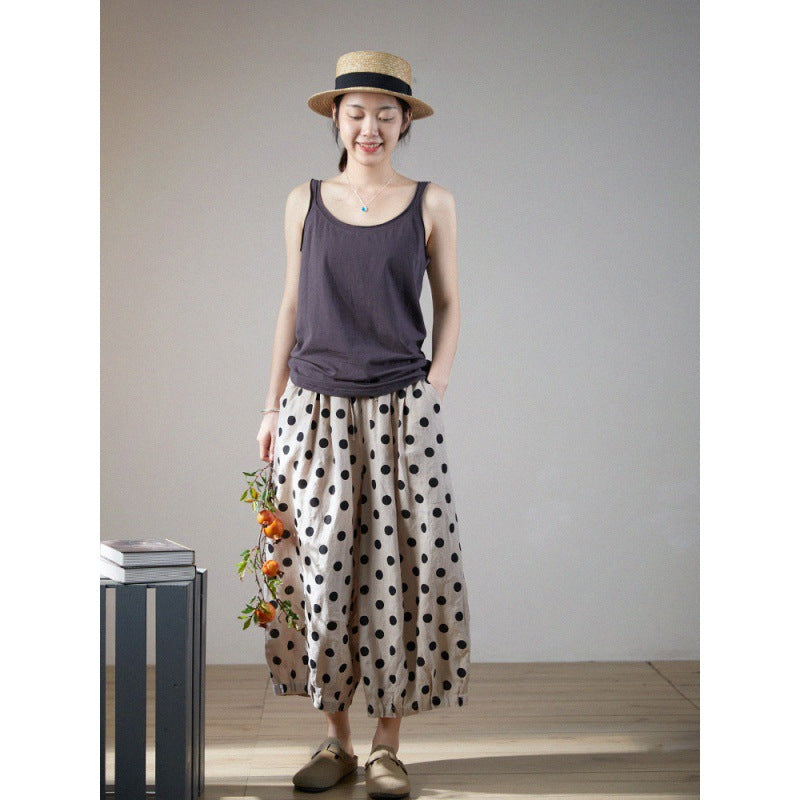Women’s Cotton Linen Harem Pants Bottoms | Loose Fit | Plus Size | Casual