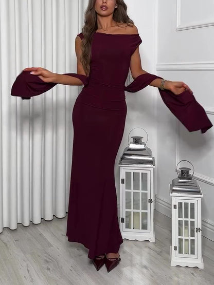 Women’s Backless Strappy Maxi Dress | Burgundy | Elegant | Party