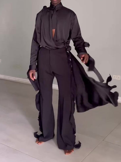 Men’s Two Piece Set | Hollow Shirt | High Waist | Fashion Elegant