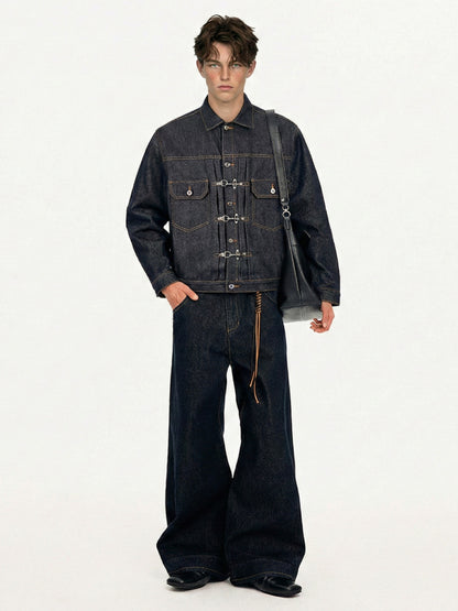Men’s Utility Denim Jacket Outerwear | Dark Indigo | Casual | Streetwear