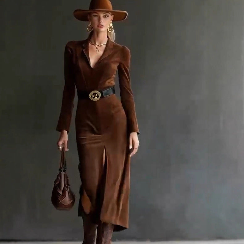 Women’s High Waist Long Maxi Dress | Solid Color | Belted | Elegant