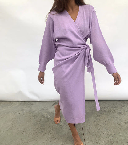 Women’s V Neck Sweater Maxi Dress | Casual | Knit | Winter