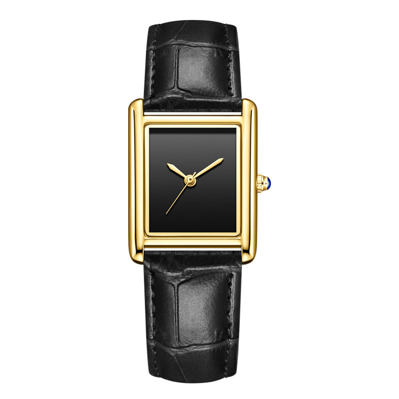 Women’s Square Quartz Watch | Leather Strap | Casual | Waterproof