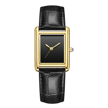 Women’s Square Quartz Watch | Leather Strap | Casual | Waterproof