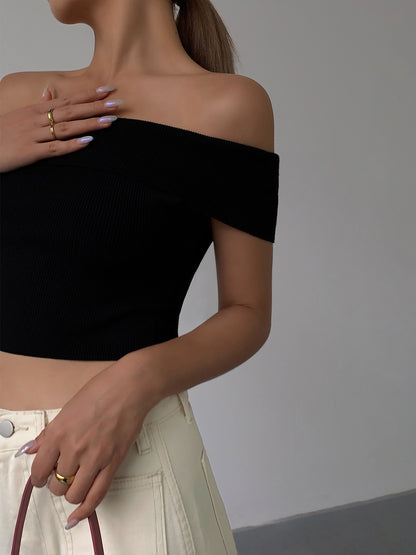 Women’s One Shoulder Knitted Crop Top | Casual | Chic | Stretch