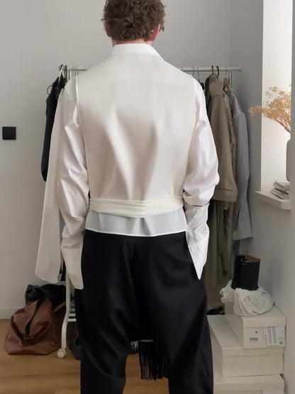 Men’s Two-Piece Elegant Set | Tassel Belt | Casual | Chic