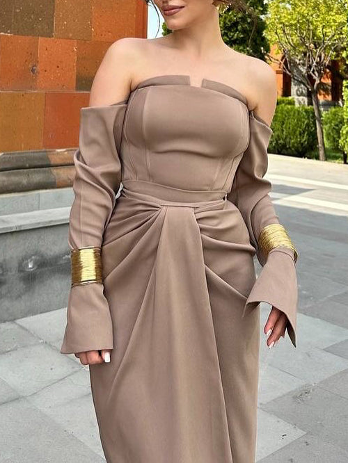 Women’s Off Shoulder Draped Maxi Dress | Elegant | Party | Evening