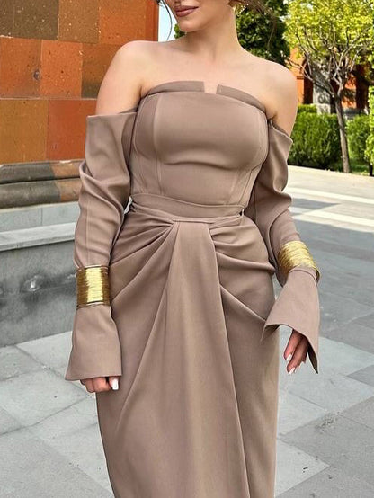 Women’s Off Shoulder Draped Maxi Dress | Elegant | Party | Evening