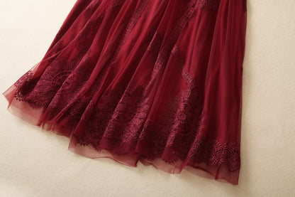 Women’s Waist Fit Dress | Burgundy | Elegant | Chic