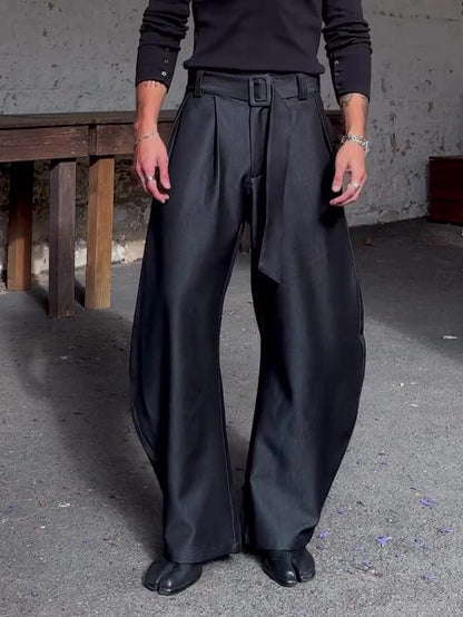 Men’s High Waist Wide Leg Pants Bottoms | Black | Oversized | Chic
