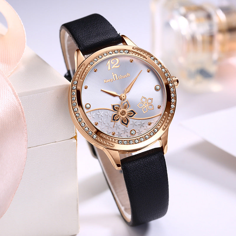 Women’s Flower Dial Waterproof Quartz Watch | Simple | Trendy | Fashion