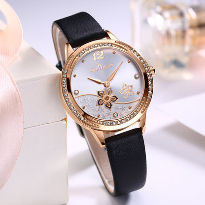 Women’s Flower Dial Waterproof Quartz Watch | Simple | Trendy | Fashion