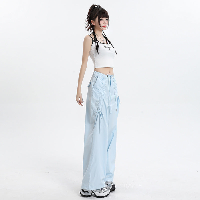 Women’s Straight Cargo Track Pants Bottoms | Wide Leg | Casual | Streetwear