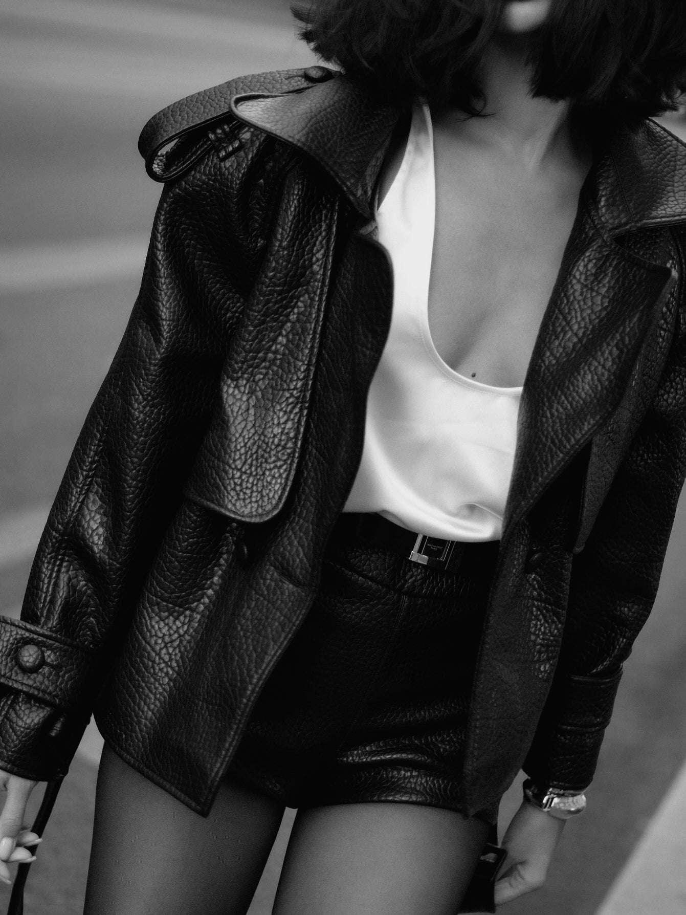 Women’s Leather Biker And Shorts Set | Black | Streetwear | Chic