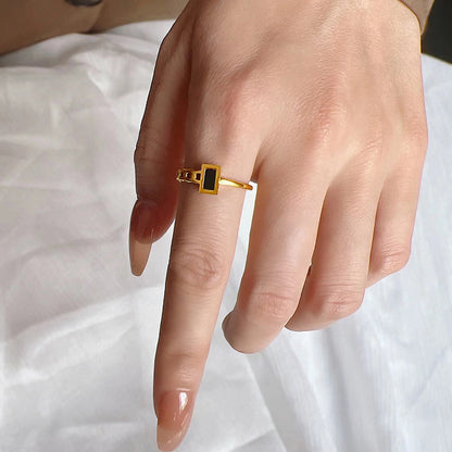 Women’s Jewelry Rectangular Chain Open Ring | Black | Trendy | Gift