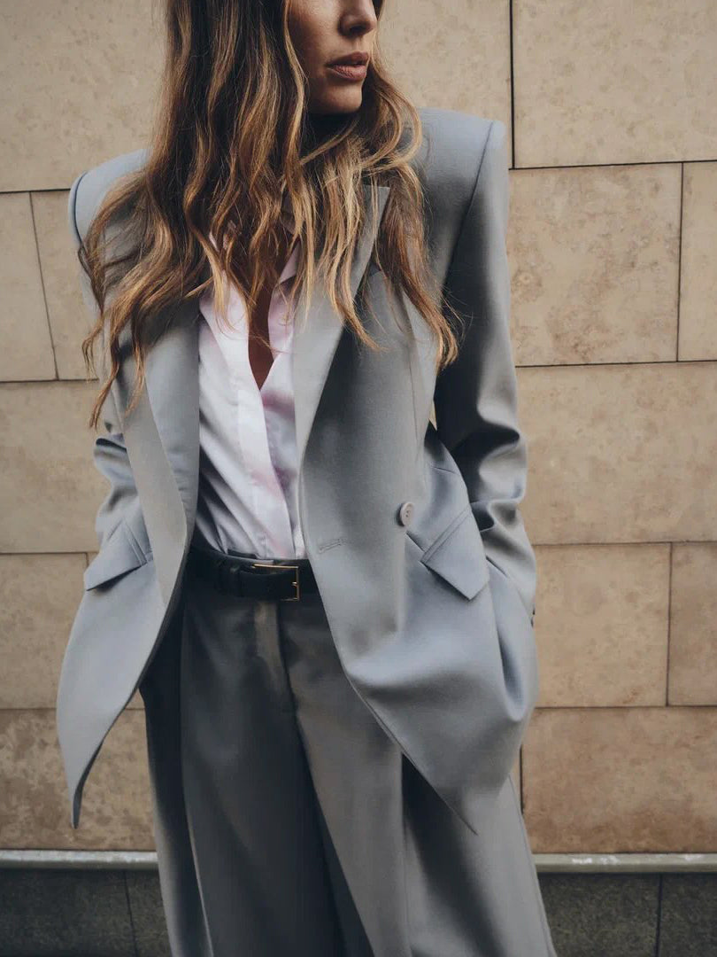 Women’s Two Piece Suit | Gray | Single Button | Elegant