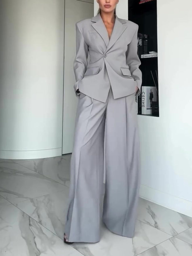 Women’s Two Piece Suit | Gray | Single Button | Elegant