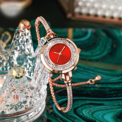 Women’s Thin Strap Quartz Watch | Rhinestone | Elegant | Adjustable