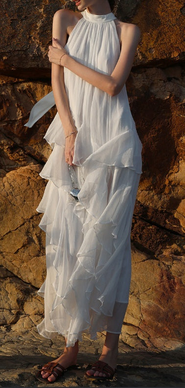 Women’s Halter Neck Ruffled Maxi Dress | Elegant | Party | Chic