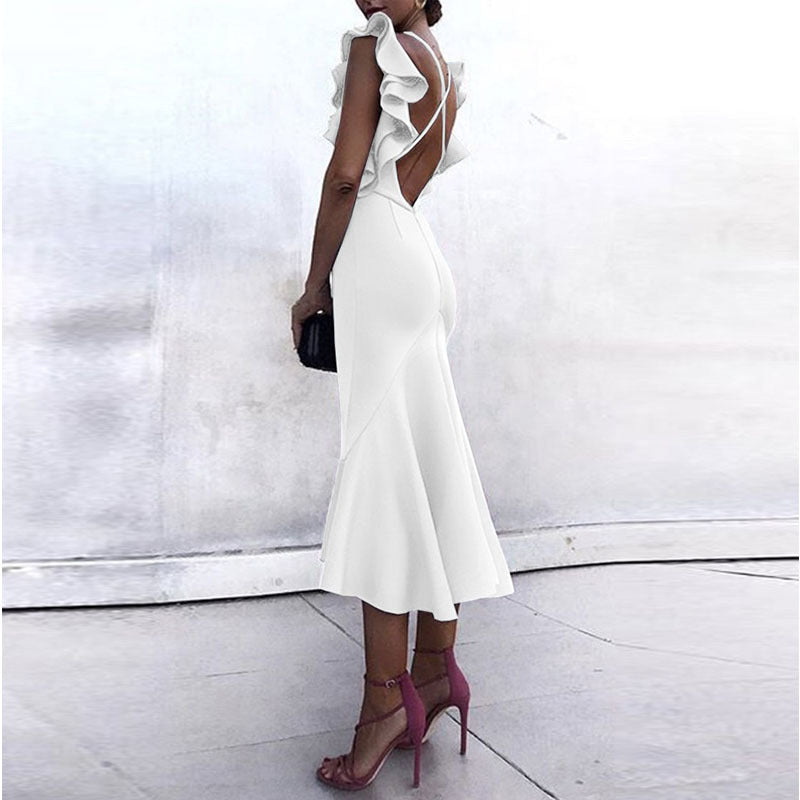 Women’s V Neck Backless Pencil Midi-Maxi Dress | Elegant | Party