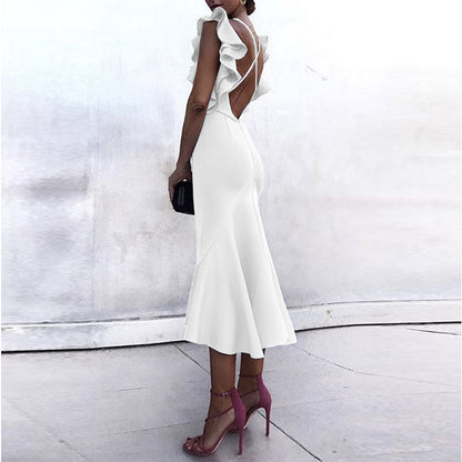 Women’s V Neck Backless Pencil Midi-Maxi Dress | Elegant | Party