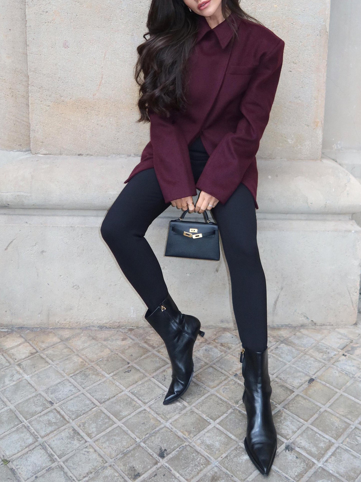 Women’s Cross Placket Blazer Outerwear | Burgundy | Elegant | Chic