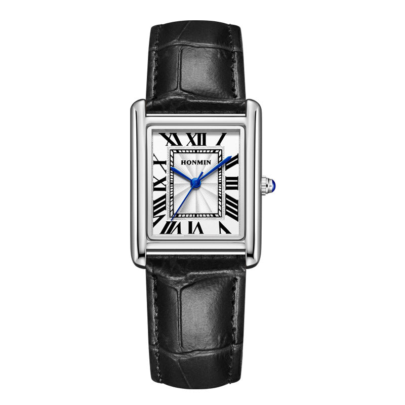 Women’s Square Quartz Watch | Leather Strap | Casual | Waterproof