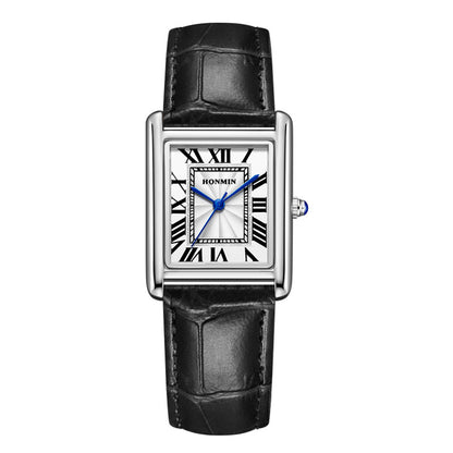 Women’s Square Quartz Watch | Leather Strap | Casual | Waterproof
