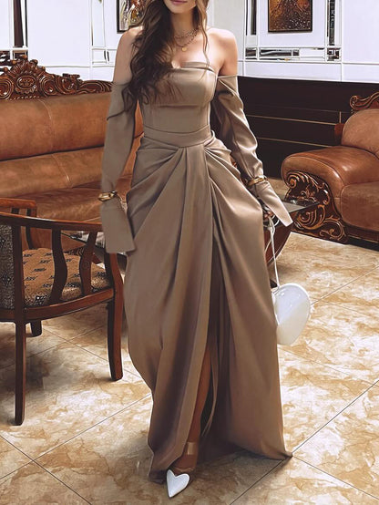 Women’s Off Shoulder Draped Maxi Dress | Elegant | Party | Evening