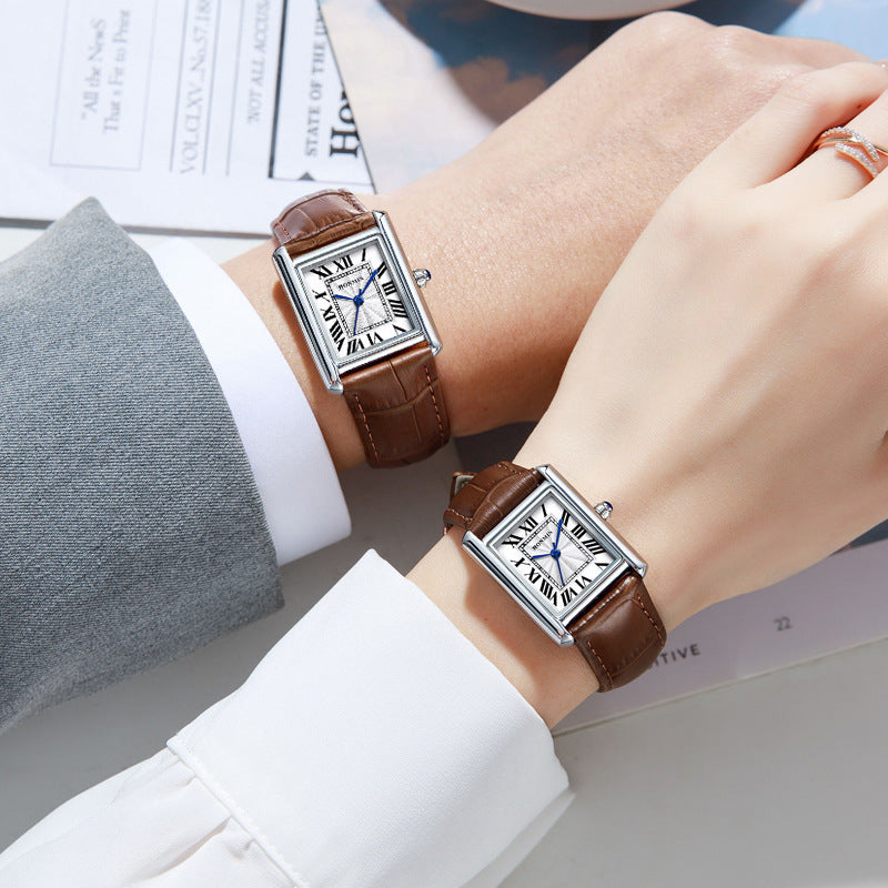 Women’s Square Quartz Watch | Leather Strap | Casual | Waterproof