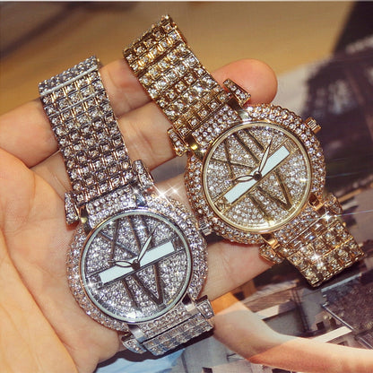 Women’s Diamond Look Stainless Steel Quartz Watch | Luxury | Bracelet | Elegant