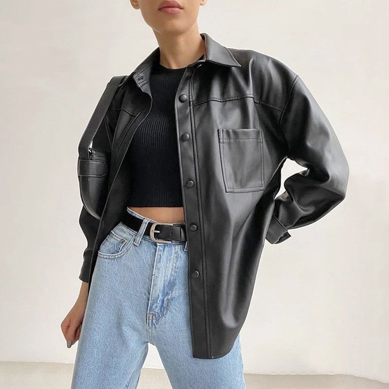 Women’s Leather Biker Jacket Outerwear | Casual | Streetwear | Chic