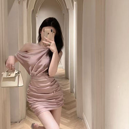 Women’s Asymmetrical Neckline Wrap Dress | Designer Style | Elegant | Chic Mini