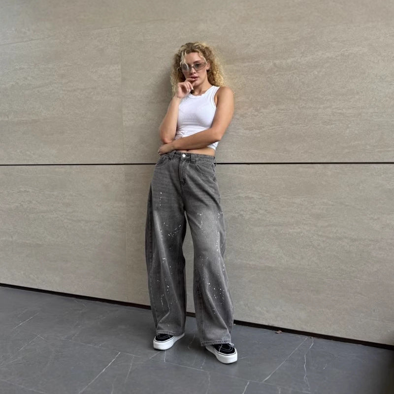 Women’s Washed Bleached High Waist Pants Bottoms | Designer Style | Casual | Chic