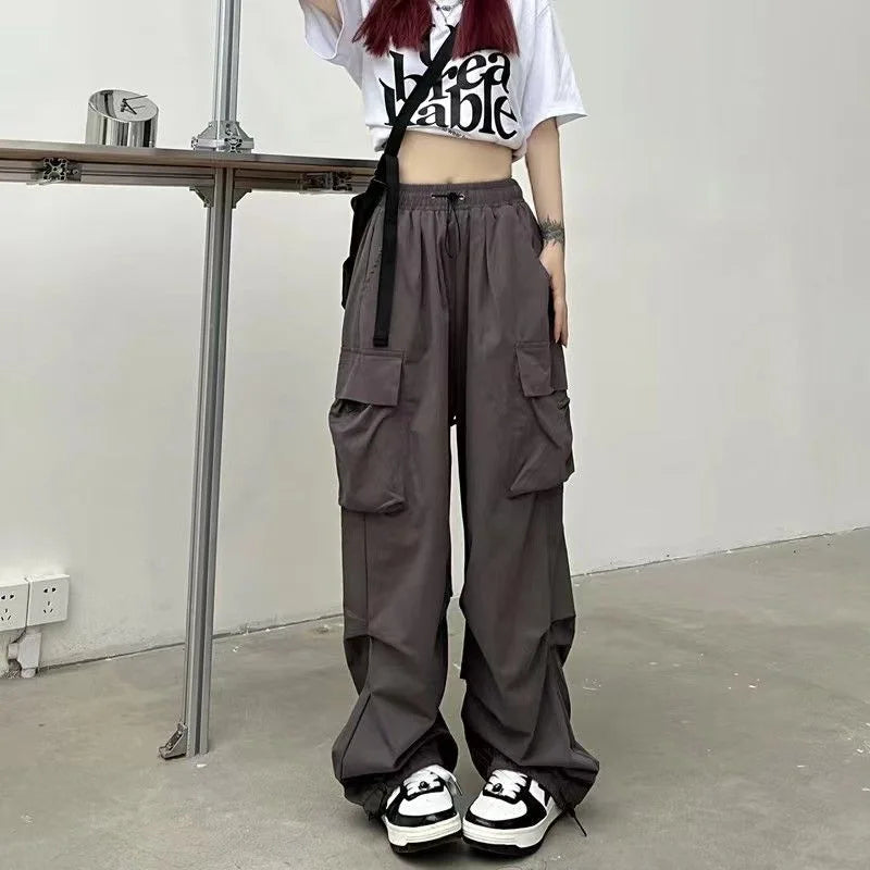 Women’s Low-Waist Wide-Leg Jogger Pants – Solid Color Baggy Trousers Y2K Streetwear Oversized Sweatpants