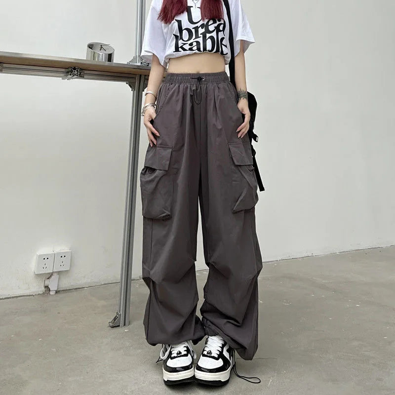 Women’s Low-Waist Wide-Leg Jogger Pants – Solid Color Baggy Trousers Y2K Streetwear Oversized Sweatpants