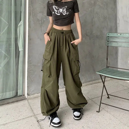 Women’s Low-Waist Wide-Leg Jogger Pants – Solid Color Baggy Trousers Y2K Streetwear Oversized Sweatpants