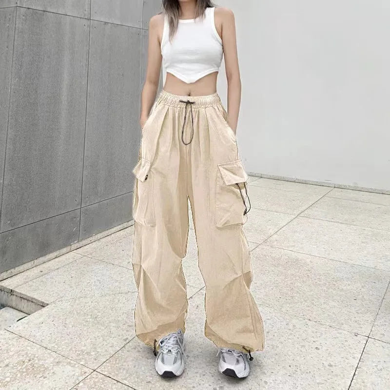 Women’s Low-Waist Wide-Leg Jogger Pants – Solid Color Baggy Trousers Y2K Streetwear Oversized Sweatpants