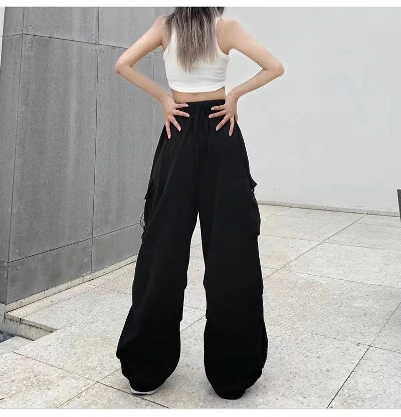Women’s Low-Waist Wide-Leg Jogger Pants – Solid Color Baggy Trousers Y2K Streetwear Oversized Sweatpants