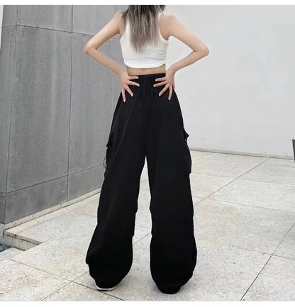 Women’s Low-Waist Wide-Leg Jogger Pants – Solid Color Baggy Trousers Y2K Streetwear Oversized Sweatpants