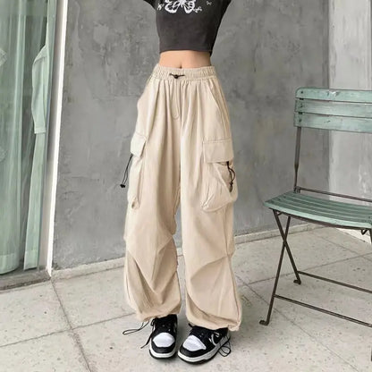 Women’s Low-Waist Wide-Leg Jogger Pants – Solid Color Baggy Trousers Y2K Streetwear Oversized Sweatpants