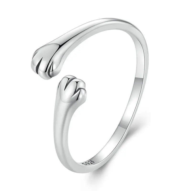 Women’s 925 Sterling Silver Cat Ring – Adjustable Animal Open Band Jewelry Gift